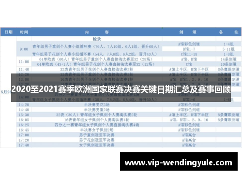 2020至2021赛季欧洲国家联赛决赛关键日期汇总及赛事回顾