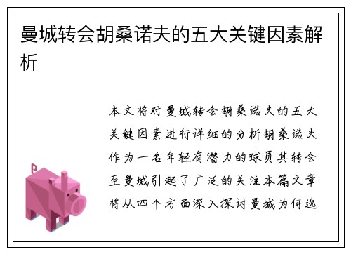 曼城转会胡桑诺夫的五大关键因素解析