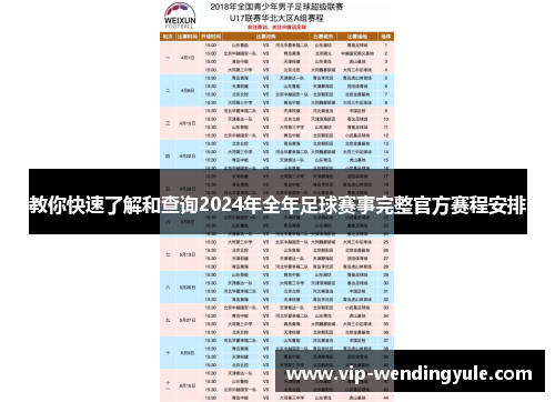 教你快速了解和查询2024年全年足球赛事完整官方赛程安排 教你快速了解和查询2024年全年足球赛事完整官方赛程安排